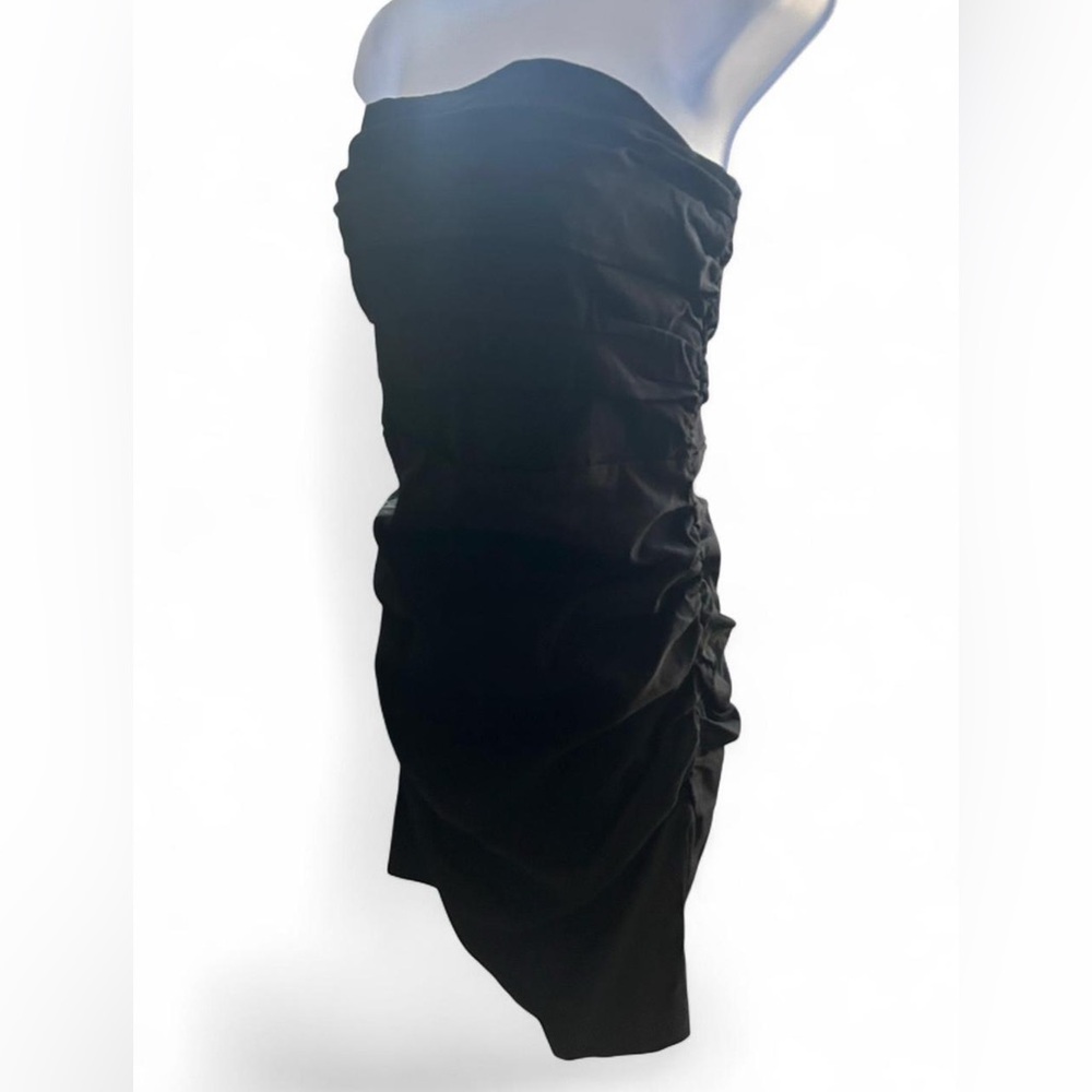 ANTHROPOLOGIE Black Strapless Ruched Dress